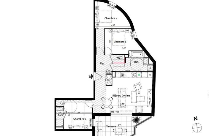 APPARTEMENT TYPE 4 79 M2 AVEC TERRASSE PLEIN SUD ET DEUX PLACES DE PARKING EN SOUS-SOL DANS RÉSIDENCE STANDING NEUVE — photo 3