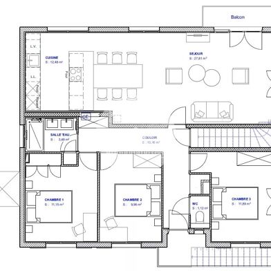 Appartement 4 pièces 374400 €