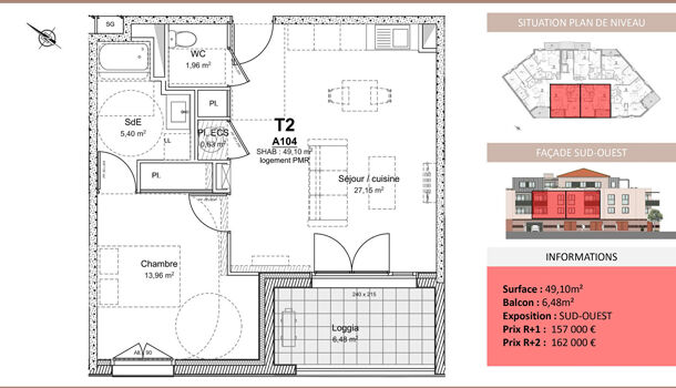 Appartement 2 pièces  à vendre Albi 81000