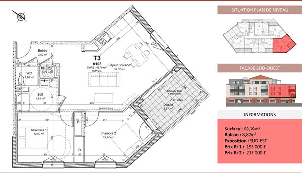 Appartement 3 pièces  à vendre Albi 81000