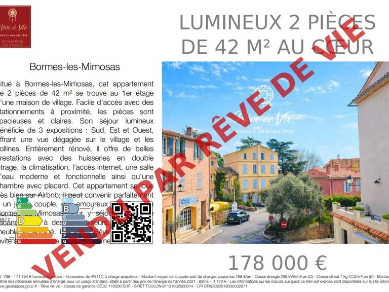 LUMINEUX 2 PIÈCES DE 42 M² AU CŒUR DU VILLAGE DE BORMES-LES-MIMO — photo 1