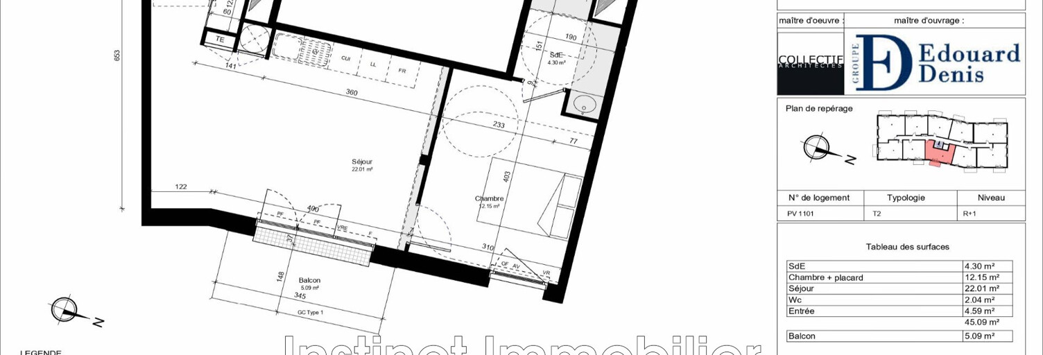 Appartement 2 Pièces 45 m² à vendre à Guilvinec (29730)