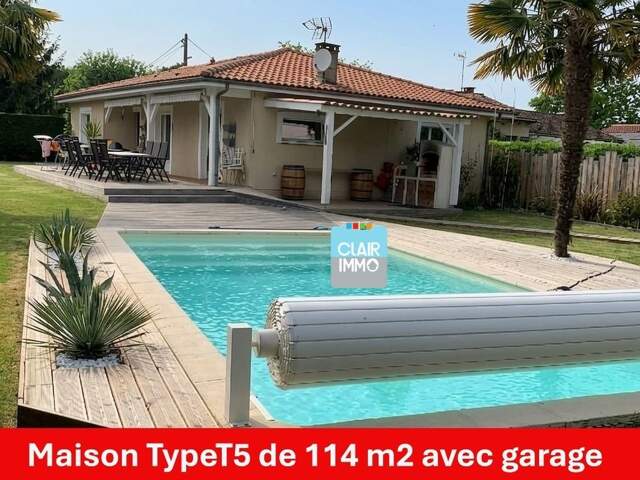 Maison de plain-pied T5 114 m²  Piscine  Garage double — photo du bien