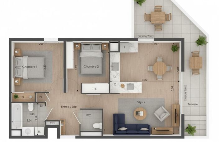 Corniche de Sète, T3 de Standing, Terrasse 20m² Soleil Levant, Accès direct plage, Vie de plain-pied — photo 3