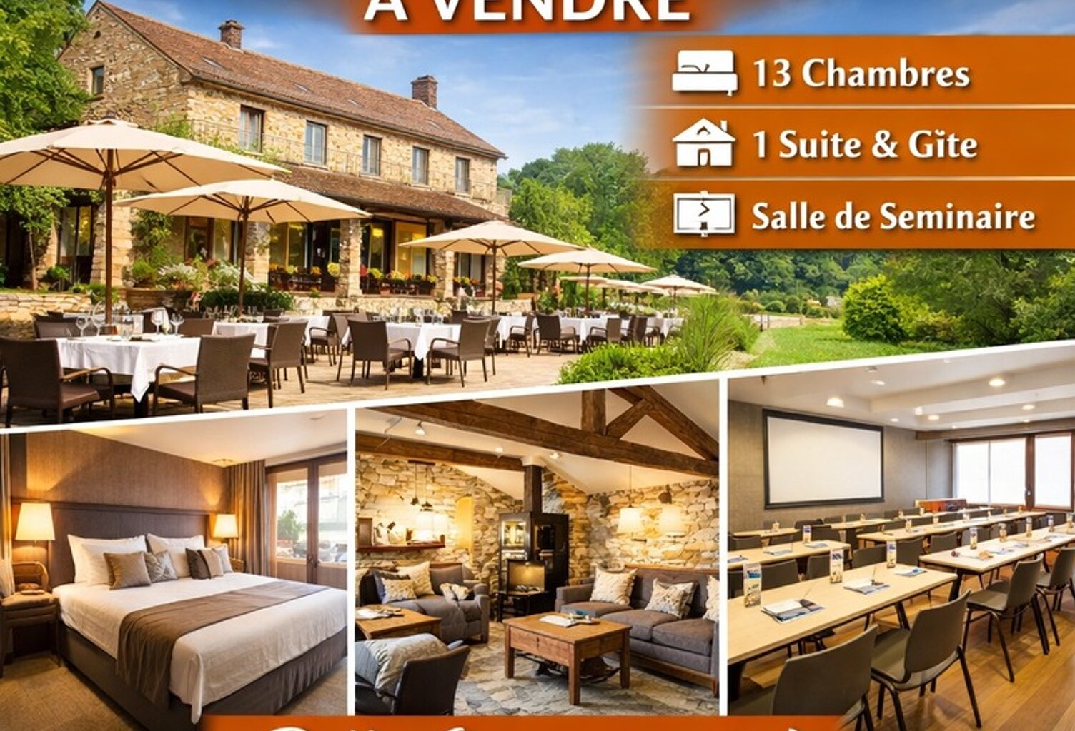 Hôtel / Restaurant -13 chambres - Gite - 1 suite - Salle de séminaire — photo 1