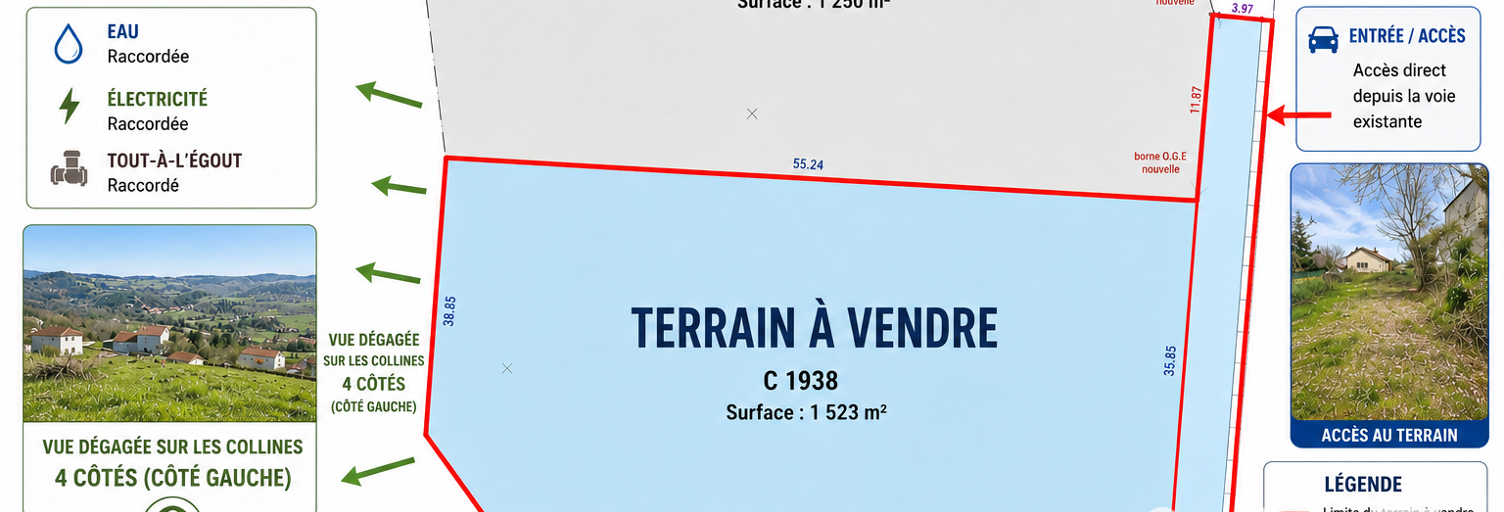 Terrain  1523 m² à vendre à Beauzac (43590)