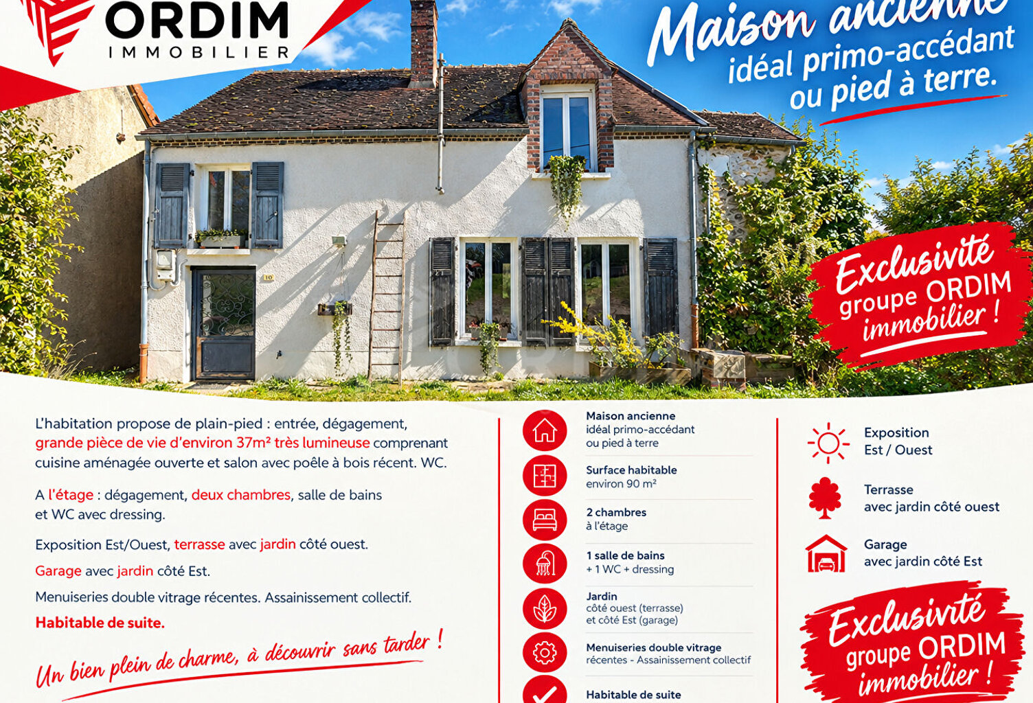 Maison avec jardin, terrasse et garage. Idéale 1er achat- Vue campagne — photo 1