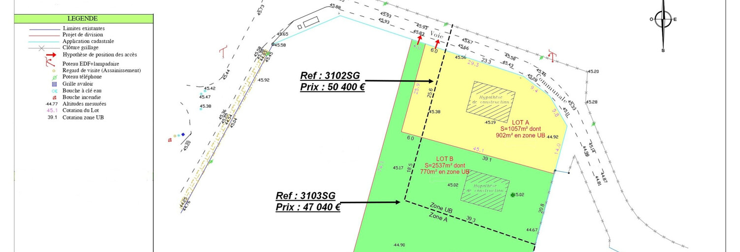 Terrain  1057 m² à vendre à Saint-Savin (33920)