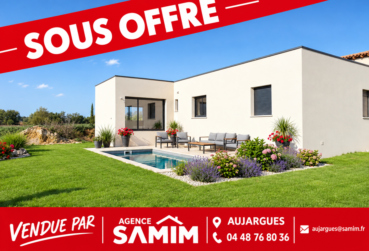 À VENDRE- VILLA NEUVE DE PLAIN PIED AVEC PISCINE- AUJARGUES — photo 1