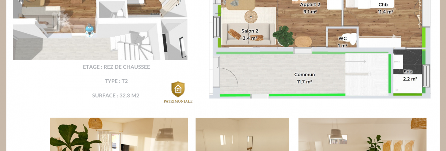 Appartement 2 Pièces 32 m² à vendre à Fougères (35300)