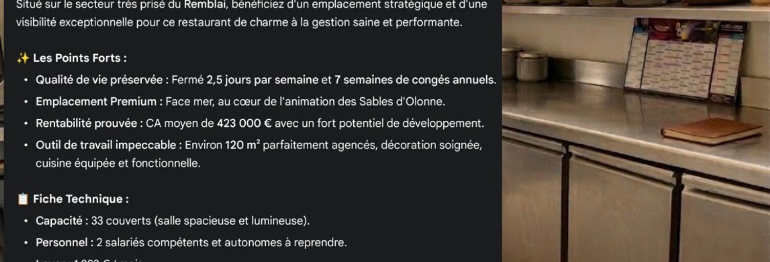 Commerce  120 m² à vendre à Les Sables-d'Olonne (85100)