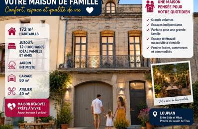 Maison familiale rénovée 172 m²  Jardin  Garage 80 m²  Loupian — photo du bien