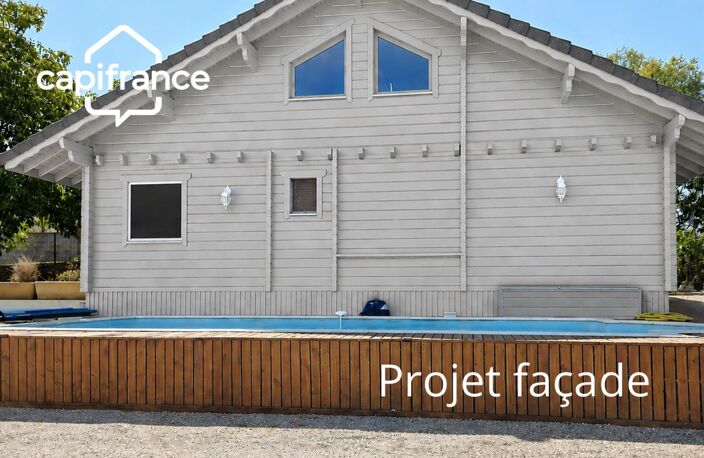 01300 CUZIEU MAISON BOIS MASSIF TYPE CHALET, 146 m² ,PLAIN-PIED TERRASSE, GARAGE,PISCINE, TERRAIN 1100 M2 — photo 5