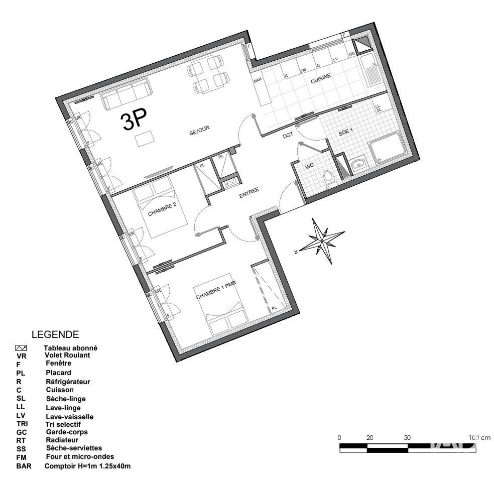 Trilport - 69m² - 3p. - 2ch.