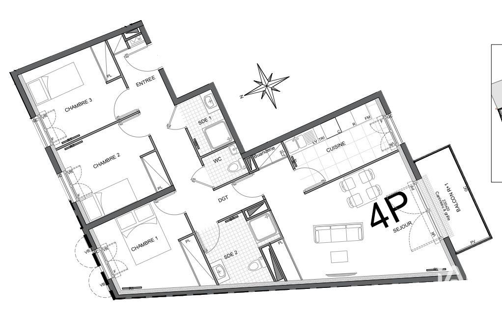 Appartement à vendre, 4 pièces, 81 m², Trilport