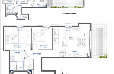 T3 61m2, terrasse 48m2, garage double — photo du bien