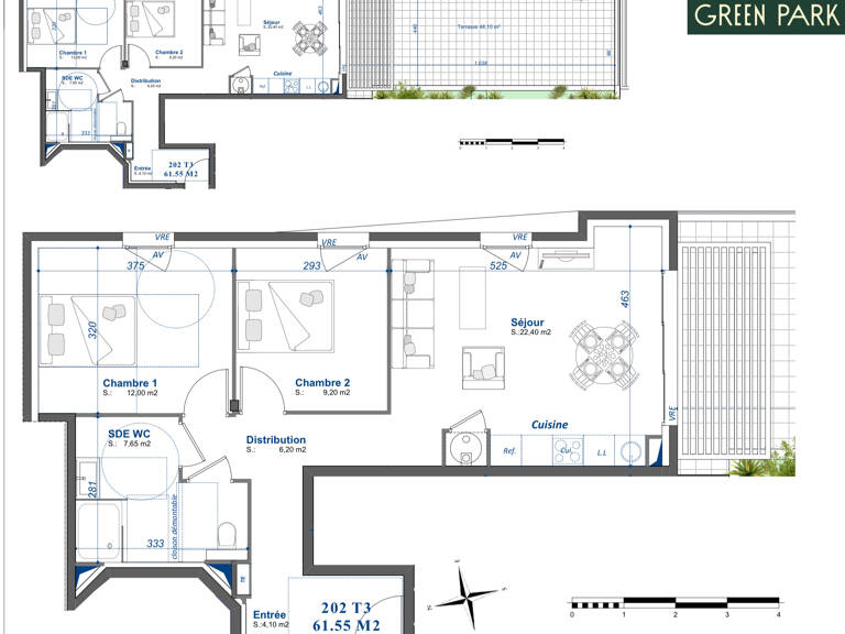 T3 61m2, terrasse 48m2, garage double — photo 1