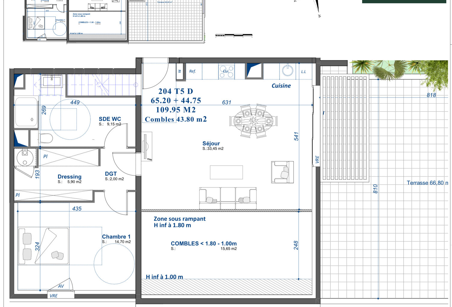 T5 DUPLEX de 109 m2, Terasse de 66m2, parking box double — photo 1