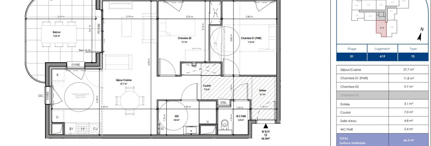 Appartement 3 Pièces 65 m² à vendre à Chamalières (63400)