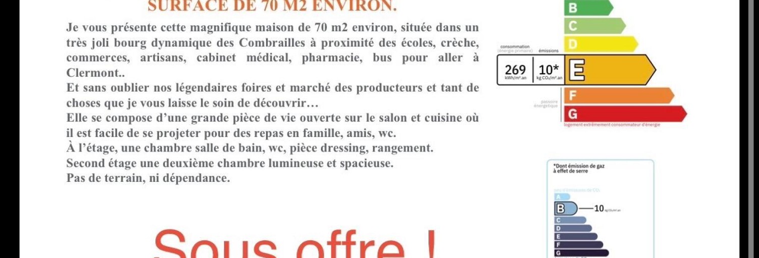 Maison 6 Pièces 70 m² à vendre à Giat (63620)