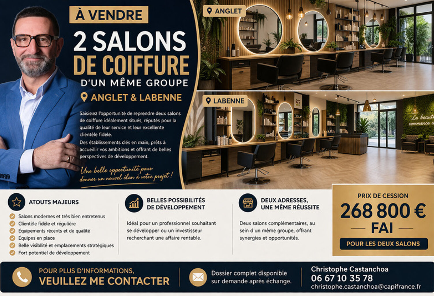 ✂️ À VENDRE – LOT DE 2 SALONS DE COIFFURE (ANGLET & LABENNE) — photo 1