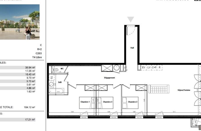 Frontignan - Appartement T4 avec terrasse et parking — photo 5