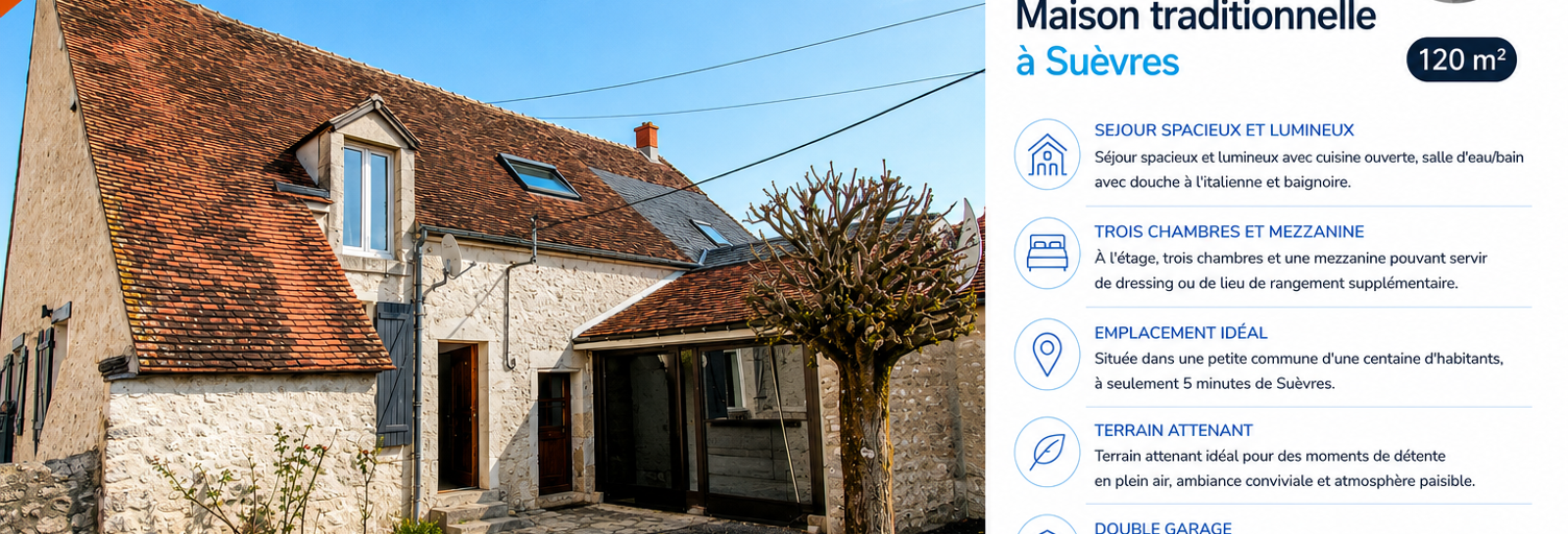 Maison 5 Pièces 120 m² à vendre à Suèvres (41500)