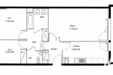 Appartement 3 pièces 309000 €