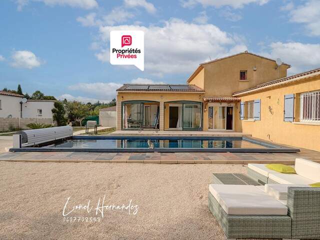 Villa 5 pièces de plain-pied - 132m² - Piscine - Garage - Panneaux solaires - Terrain de 1203m² — photo du bien