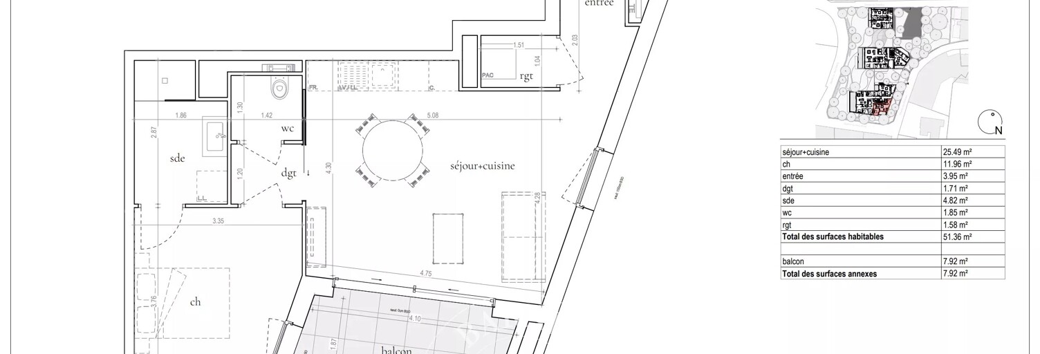 Appartement 2 Pièces 51 m² à vendre à Saint-Didier-au-Mont-d'Or (69370)