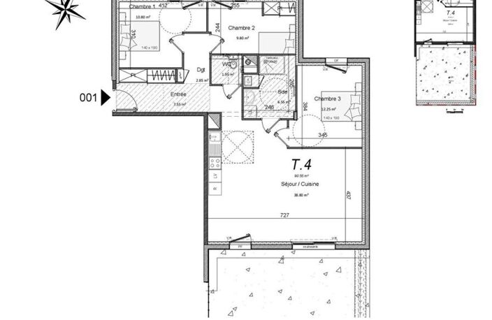 Vente appartement T4, 90 m² avec jardin, Perros-Guirec, (22700) — photo 3