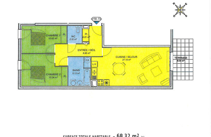 T3 70 m2 RDC avec jardin + terrasse + parking   Résidence ré — photo 2