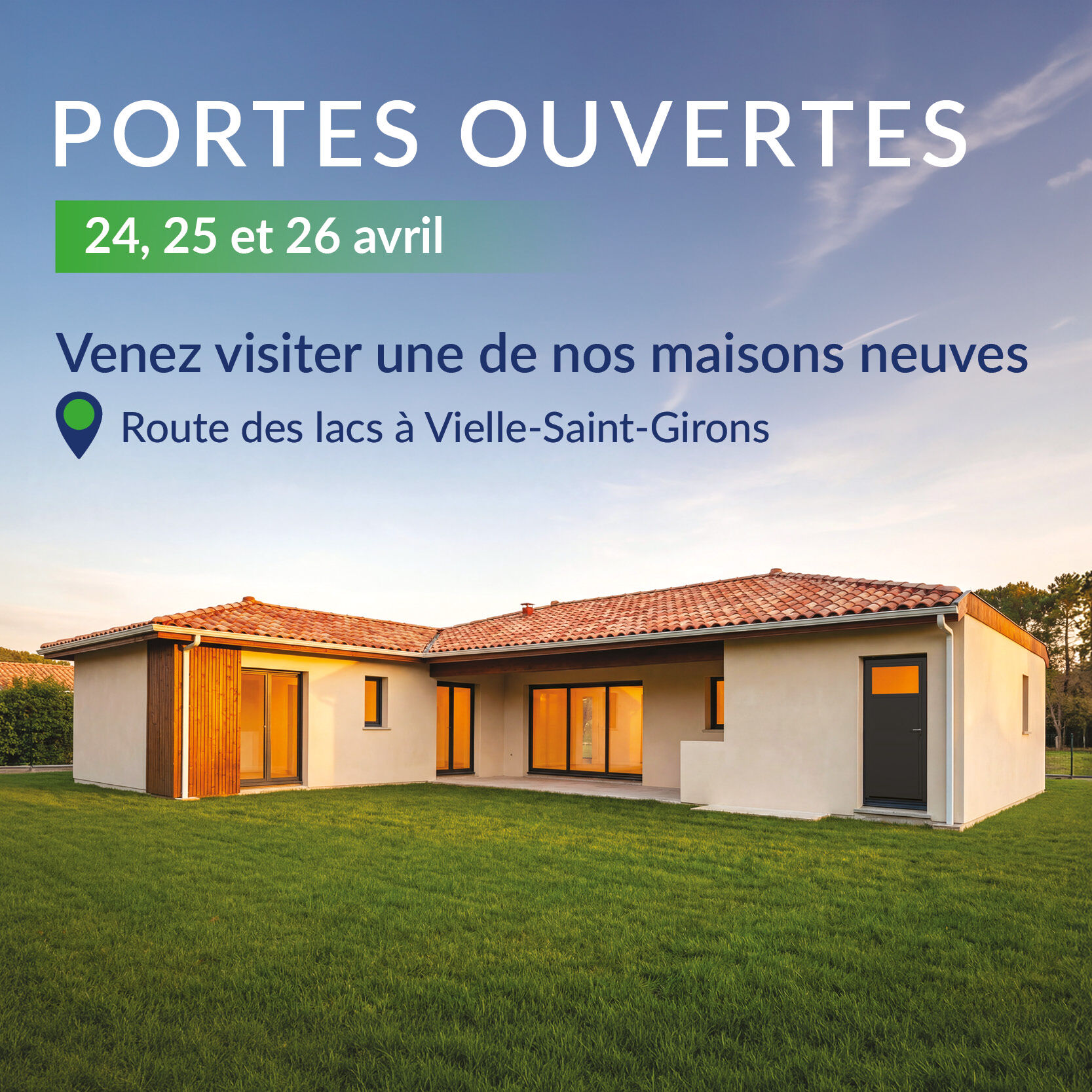Maison neuve 102m², 3 chambres, à Vielle-Saint-Girons
