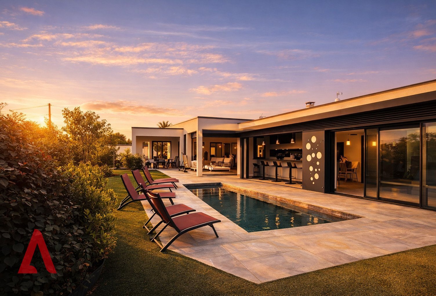 Villa contemporaine d'architecte à vendre à Magalas  220 m² habitables  piscine, spa, cuisine d'été, terrain 1570 m² — photo 1