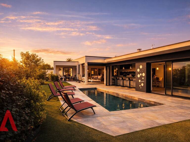 Villa contemporaine d'architecte à vendre à Magalas  220 m² habitables  piscine, spa, cuisine d'été, terrain 1570 m² — photo 1