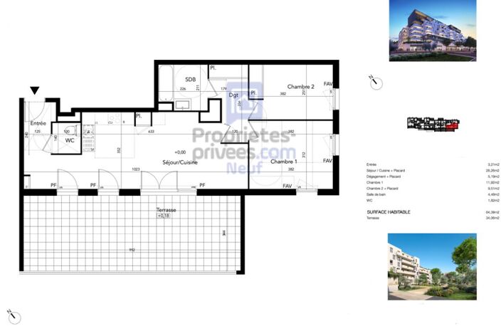 BÉZIERS (34500). T3 en Dernier Étage avec Terrasse Plein Sud de 34 m². Normes PMR — photo 3