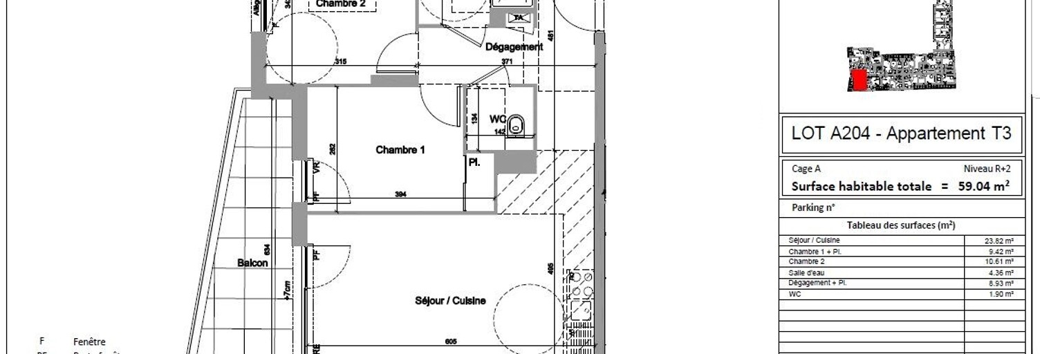 Appartement 3 Pièces 59 m² à louer à Jassans-Riottier (01480)