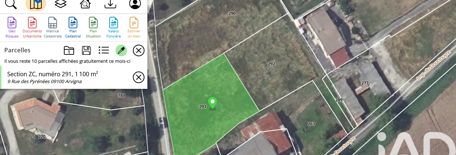 Terrain  1100 m² à vendre à Arvigna (09100)