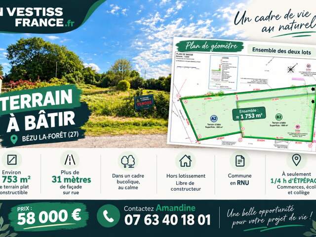 BEZU LA FORET (27) - Terrain à bâtir - 1753m² — photo du bien