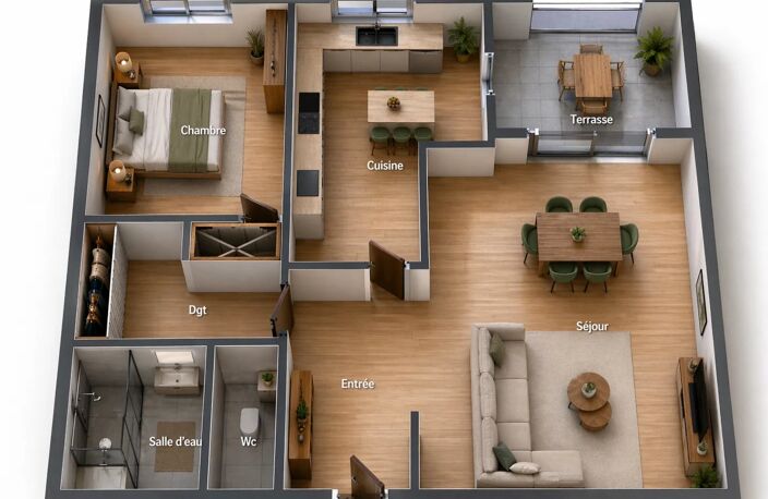 Superbe 2 pièces de 51 m² en DERNIER ETAGE + cave + Parking — photo 4
