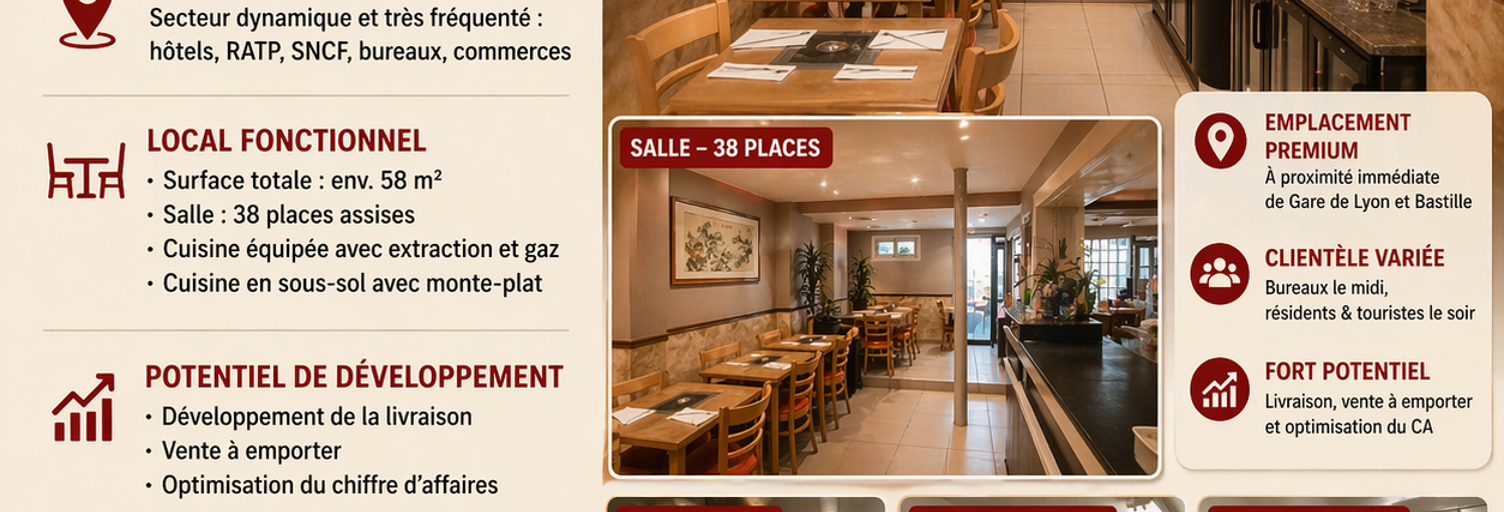 Commerce  58 m² à vendre à Paris 12 (75012)
