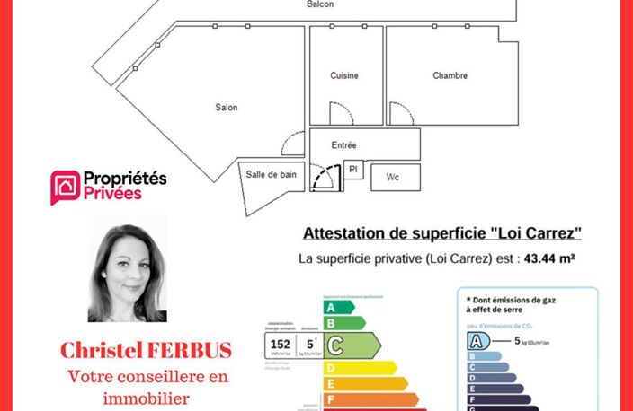 93320 LES PAVILLONS  SOUS BOIS - Appartement 2 pièces 44,43 m² - 1 Chambre - Balcon - Parking — photo 2