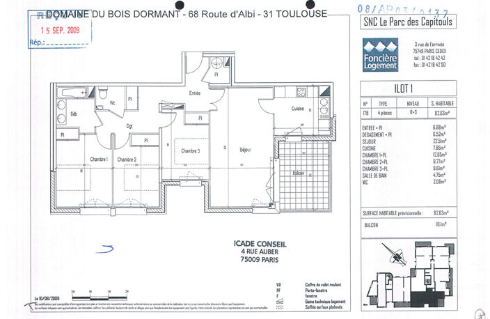 Toulouse Croix Daurade 31200 ,Agréable T4 Récent de 82.63m² -Cuisine séparée  terrasse de 10.1m² SANS FRAIS d'AGENCE 2 parking sous sol — photo 3