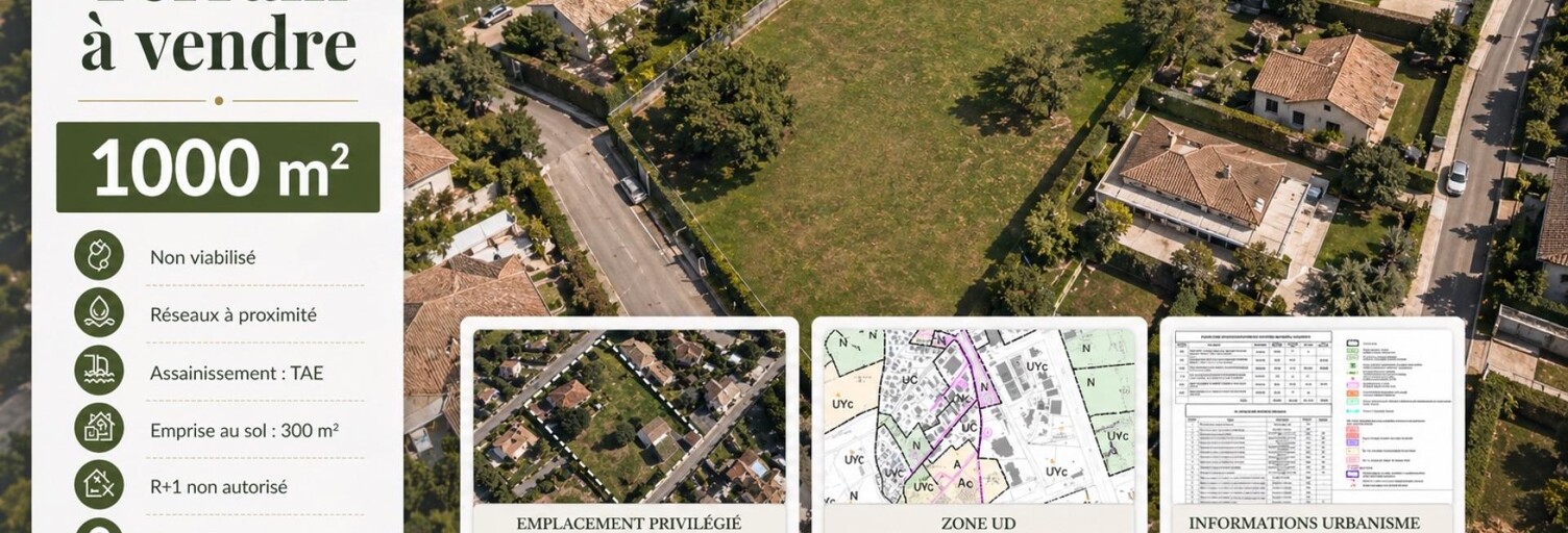 Terrain  1000 m² à vendre à La Brède (33650)