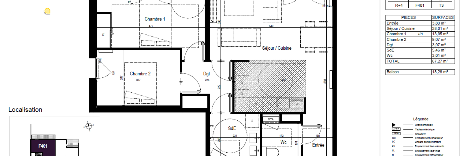 Appartement 3 Pièces 63 m² à louer à Bordeaux (33100)