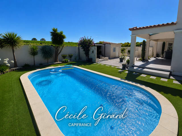 Exclusivité ! Maison à vendre 5 pièces SAUVIAN (34) piscine, garage, sans vis à vis, proche de la mer, état irréprochable — photo du bien