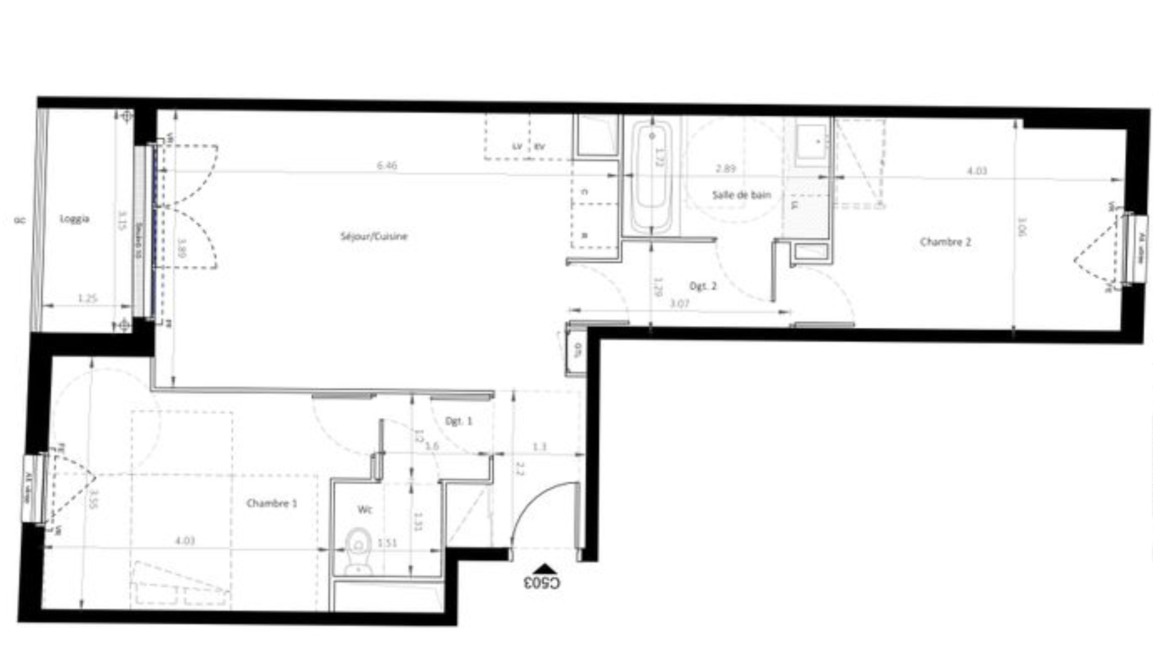 Appartement 3 pièces avec loggia