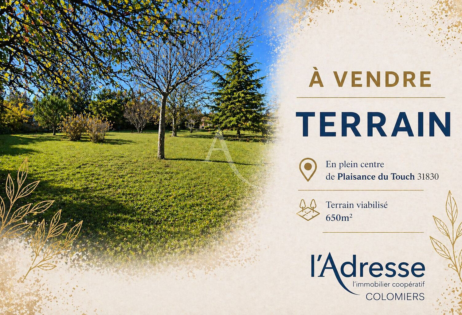 Coeur de ville : Terrain plat viabilisé 650m² — photo 1
