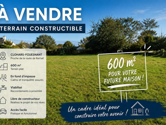 CLOHARS FOUESNANT (29) - Terrain 600 m² – Viabilisé, libre constructeur, au calme — photo du bien