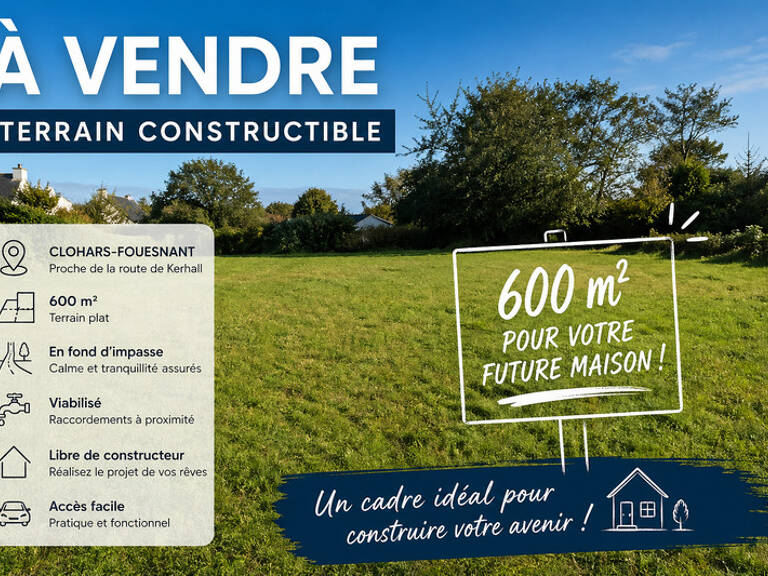 CLOHARS FOUESNANT (29) - Terrain 600 m² – Viabilisé, libre constructeur, au calme — photo 1
